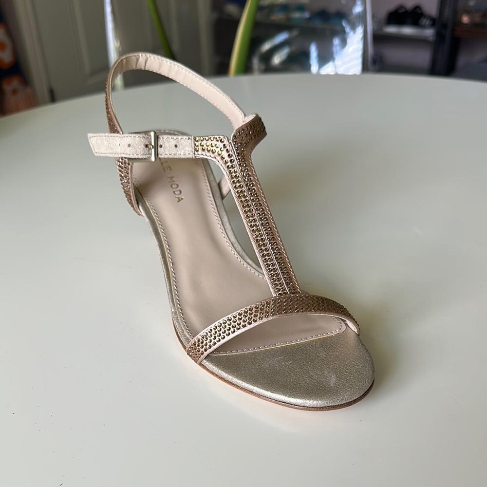 Pelle Moda Gold Strappy Heels